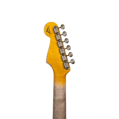 Fender Custom Shop Limited Edition 1959 Stratocaster Super Heavy Relic Aged Black Over Chocolate 3 Ton Sunburst Elektro Gitar
